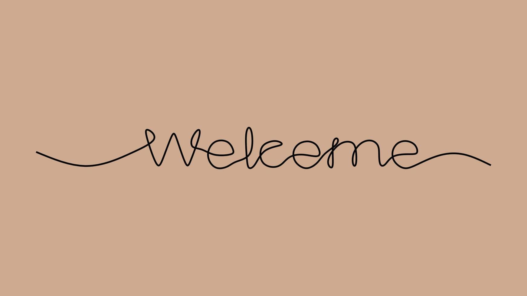 Welcome word text oneline continuous editable line art vector