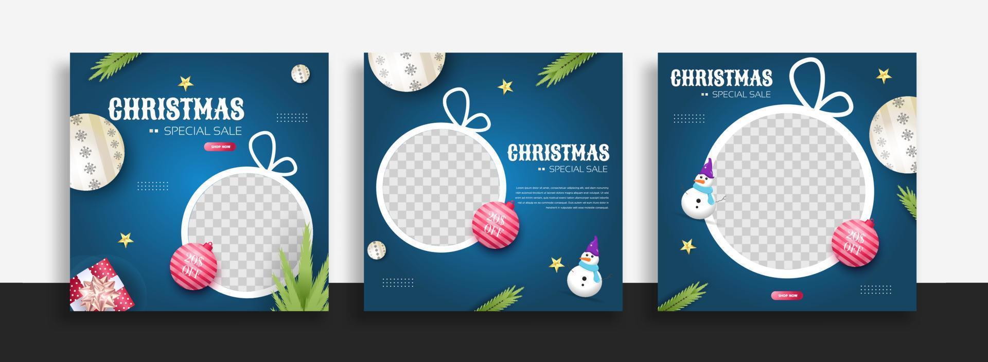 conjunto de banner web de plantilla de publicación de redes sociales de navidad para promociones de su producto. vector