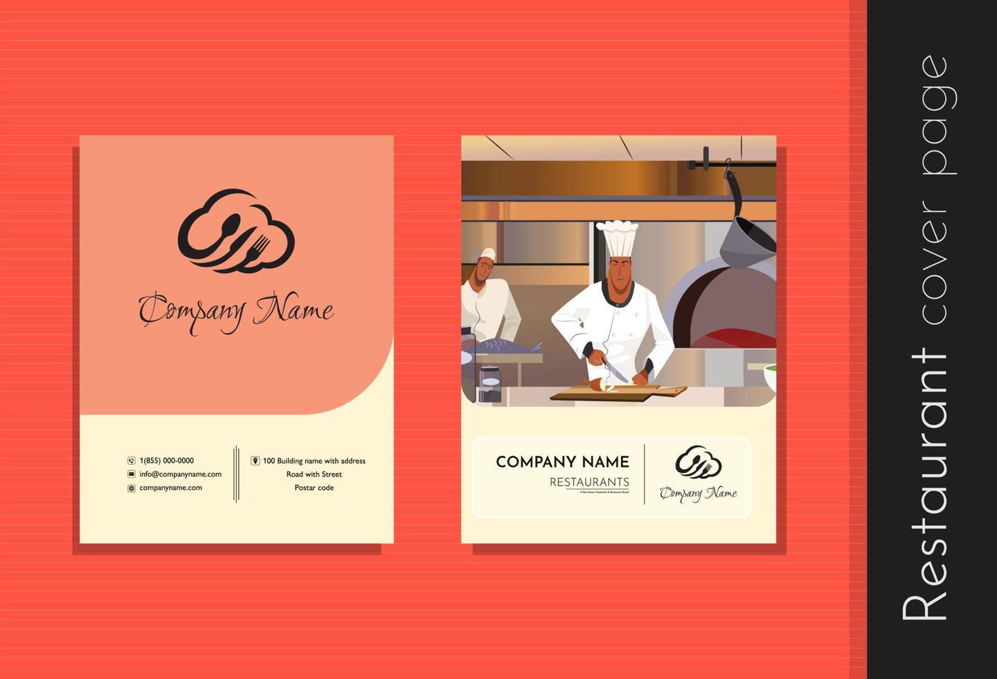 Restaurant flyer template cover page svg vector