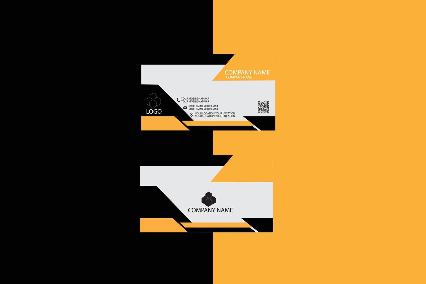 Black yellow simple business card design template vector