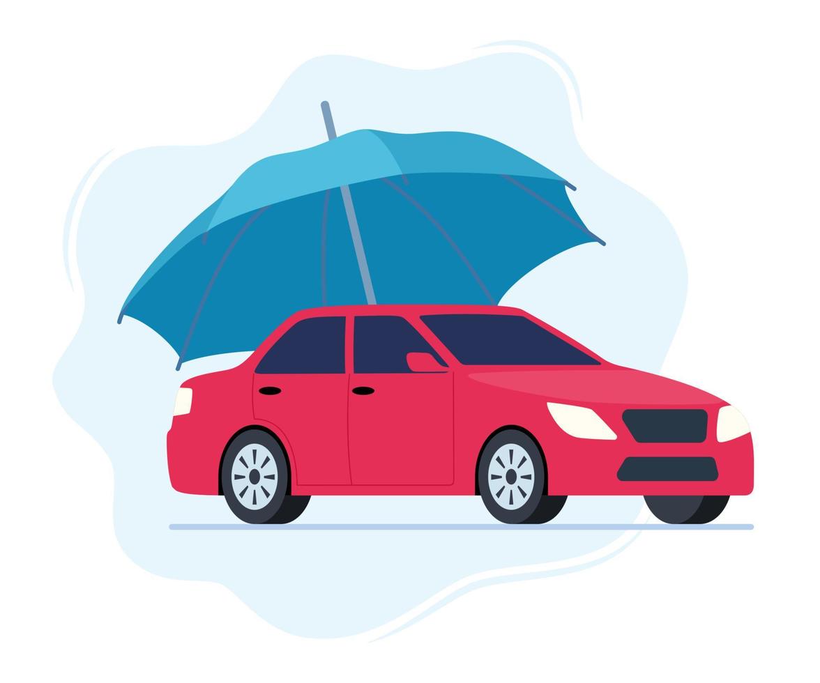 Umbrella that protects automobile. vector