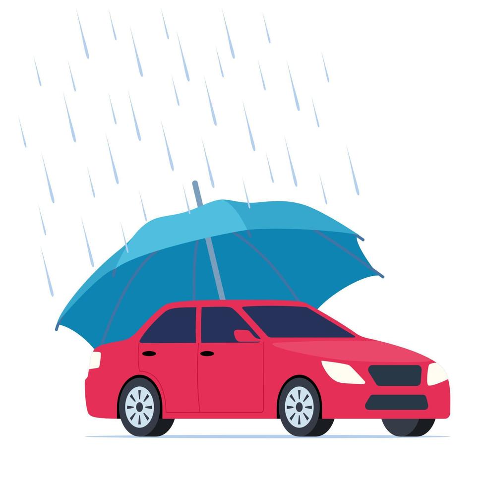 Umbrella that protects automobile. Vector. vector