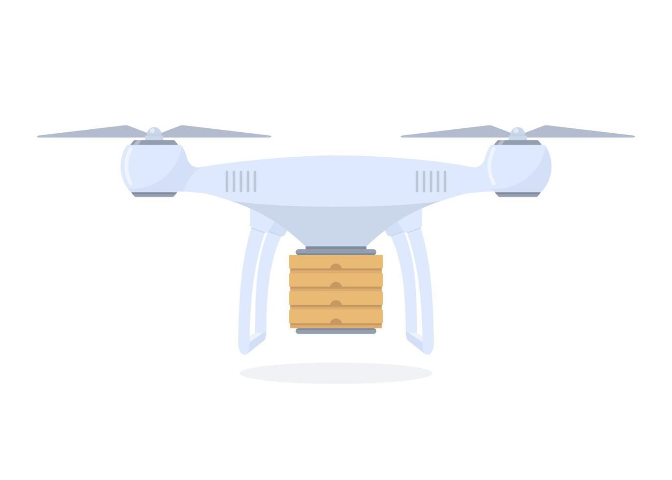 Drone delivery concept illustration.  Drone with pizza boxes. Vector illustration in flat style.