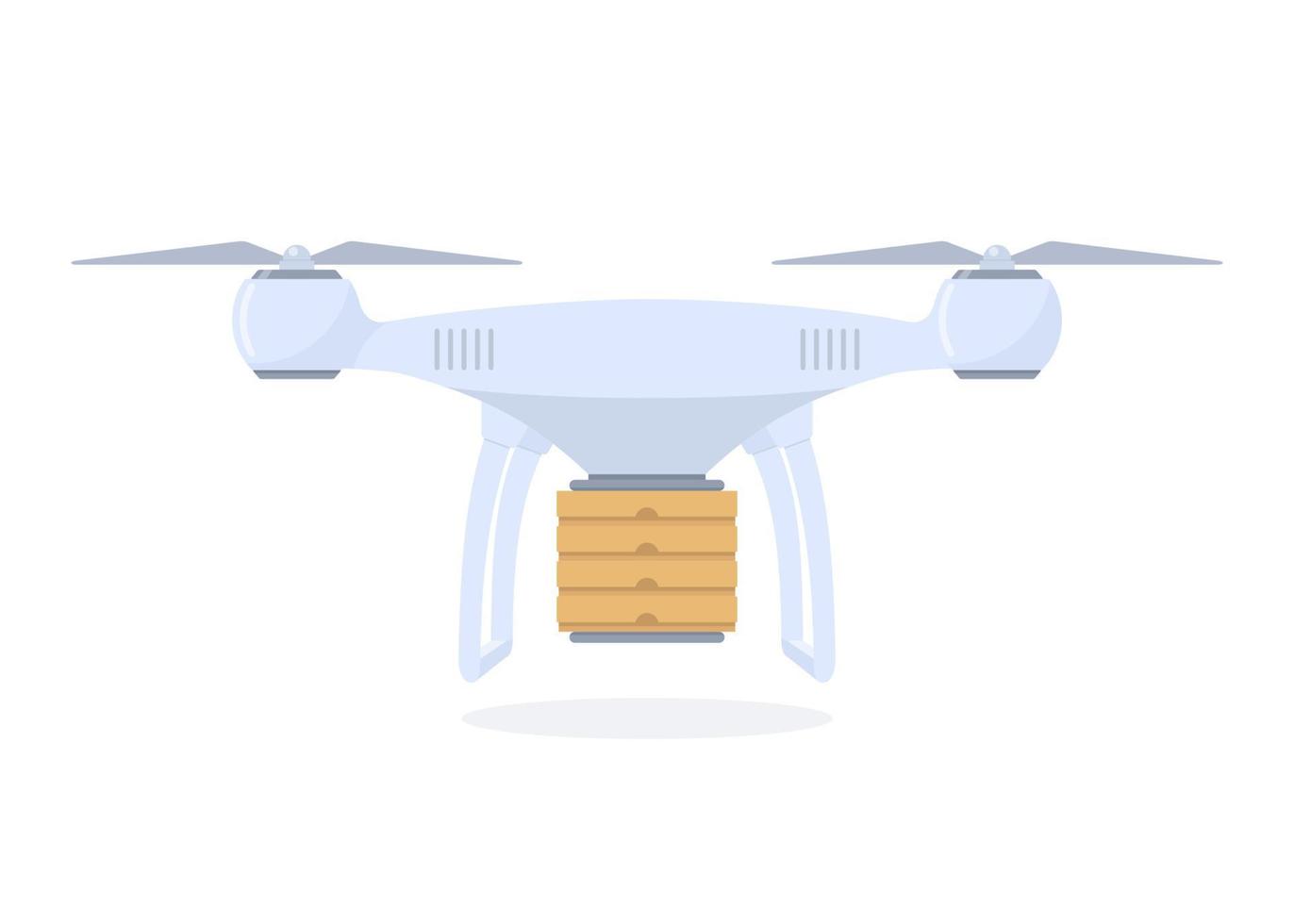 Drone delivery concept illustration.  Drone with pizza boxes. Vector illustration in flat style.