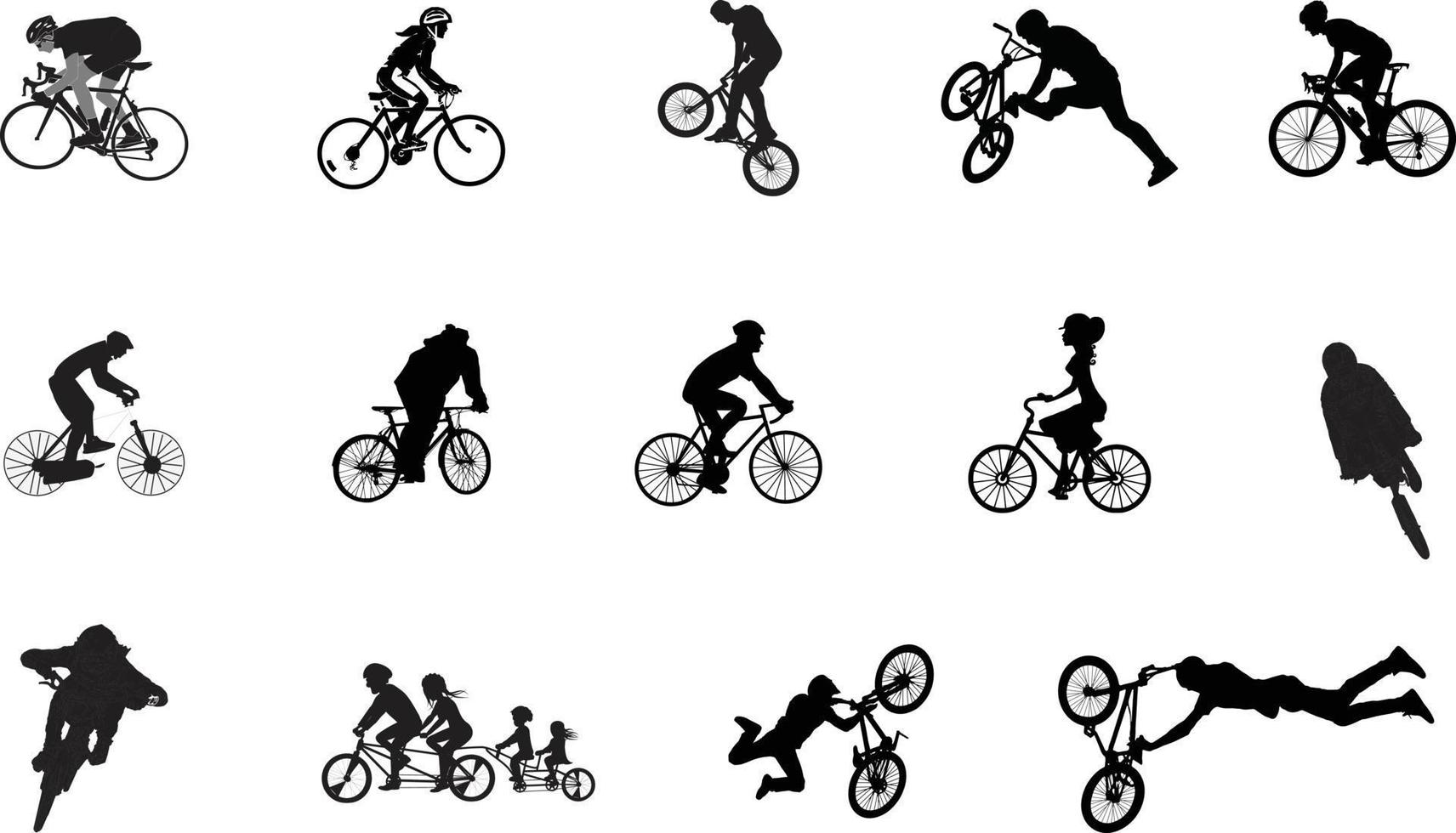 high quality bicyclists silhouettes vector