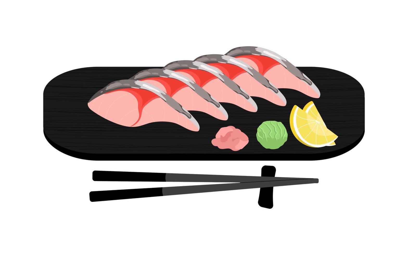 Mackerel sashimi vector illustration isolated on white background