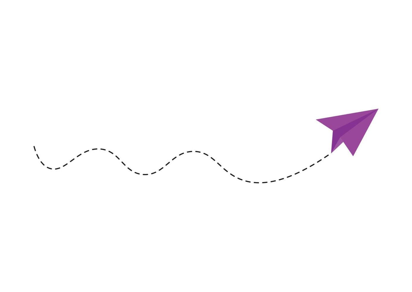 ruta de avión de papel de línea discontinua vector