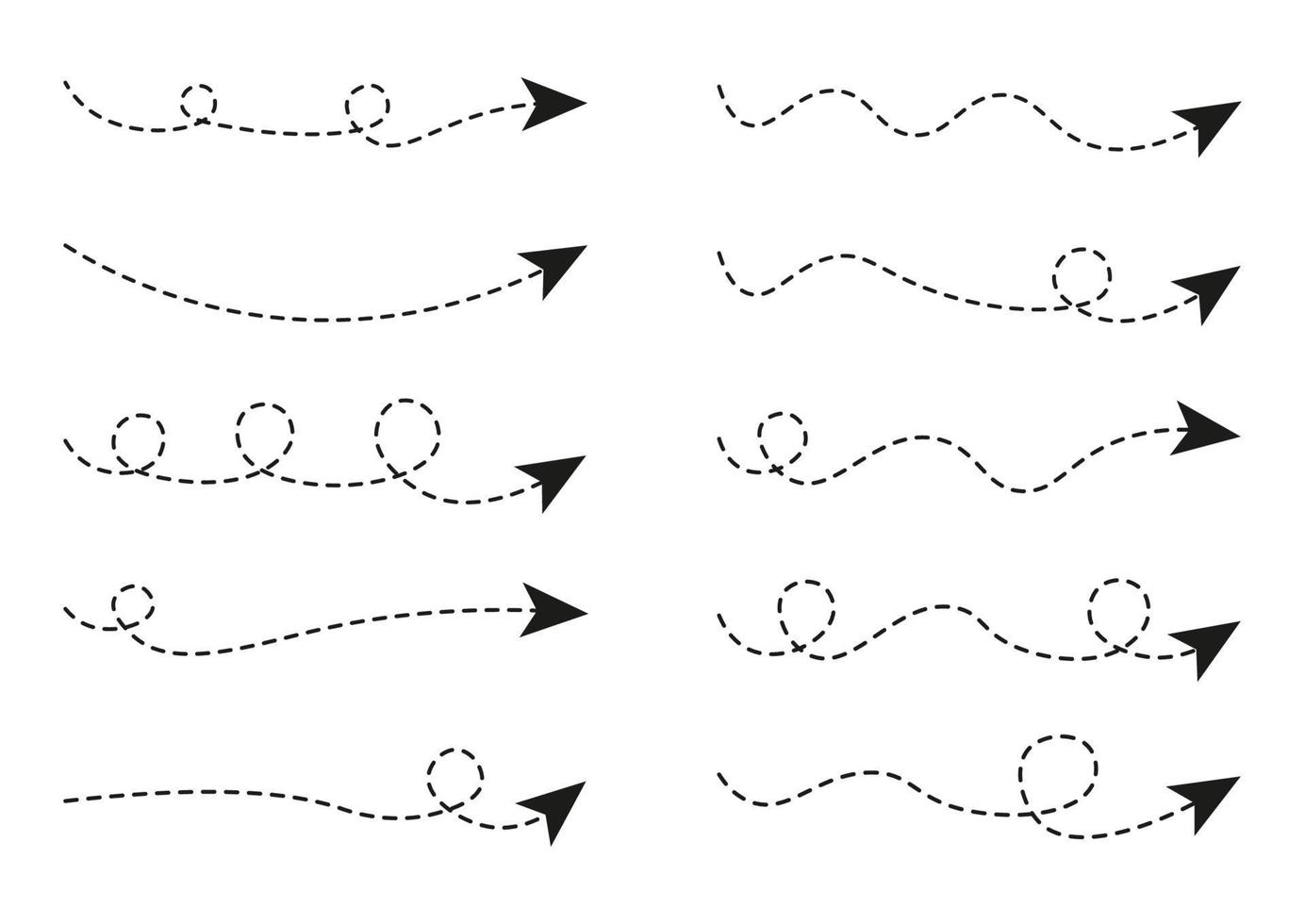 conjunto de flecha de línea discontinua vector