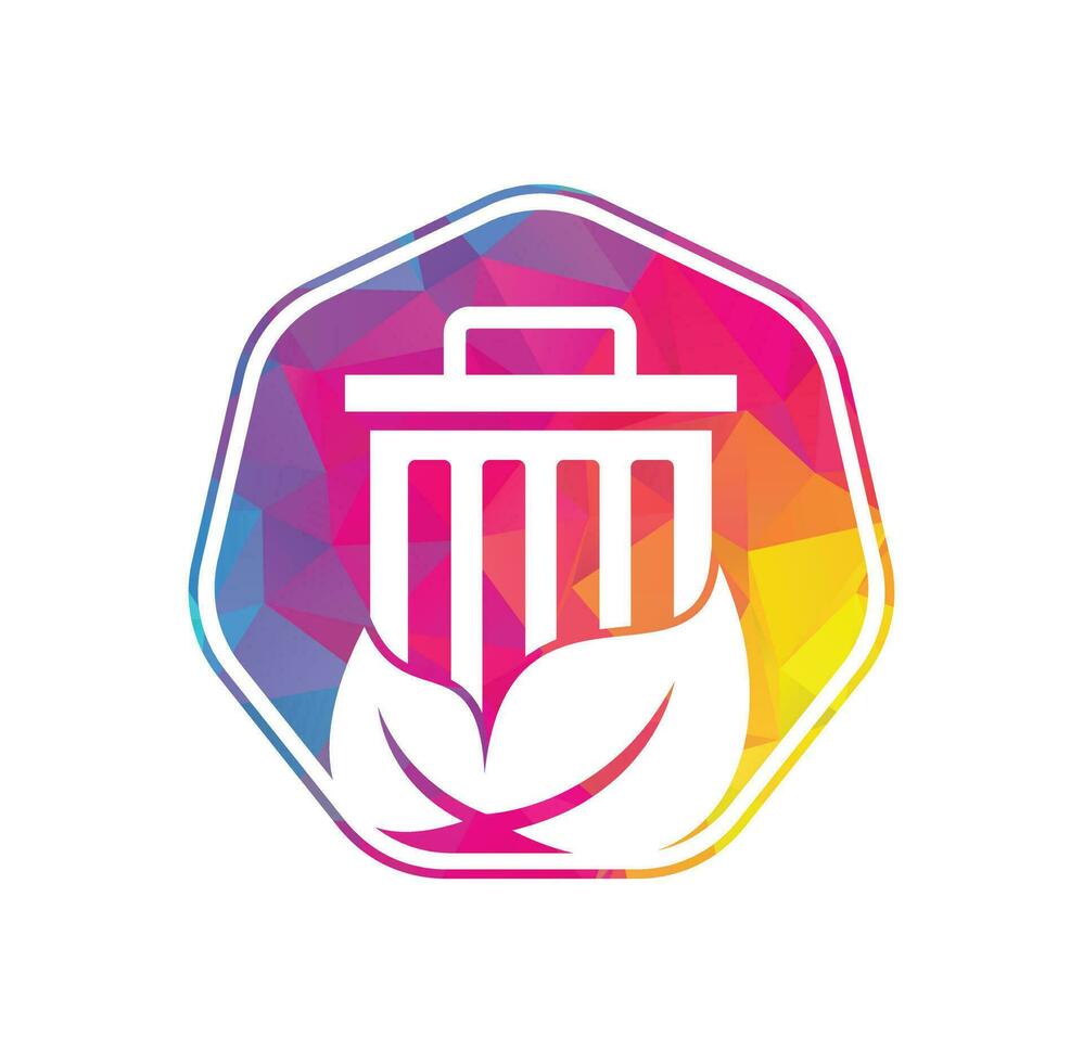 Leaf trash vector logo design icon. Trash vector logo template.