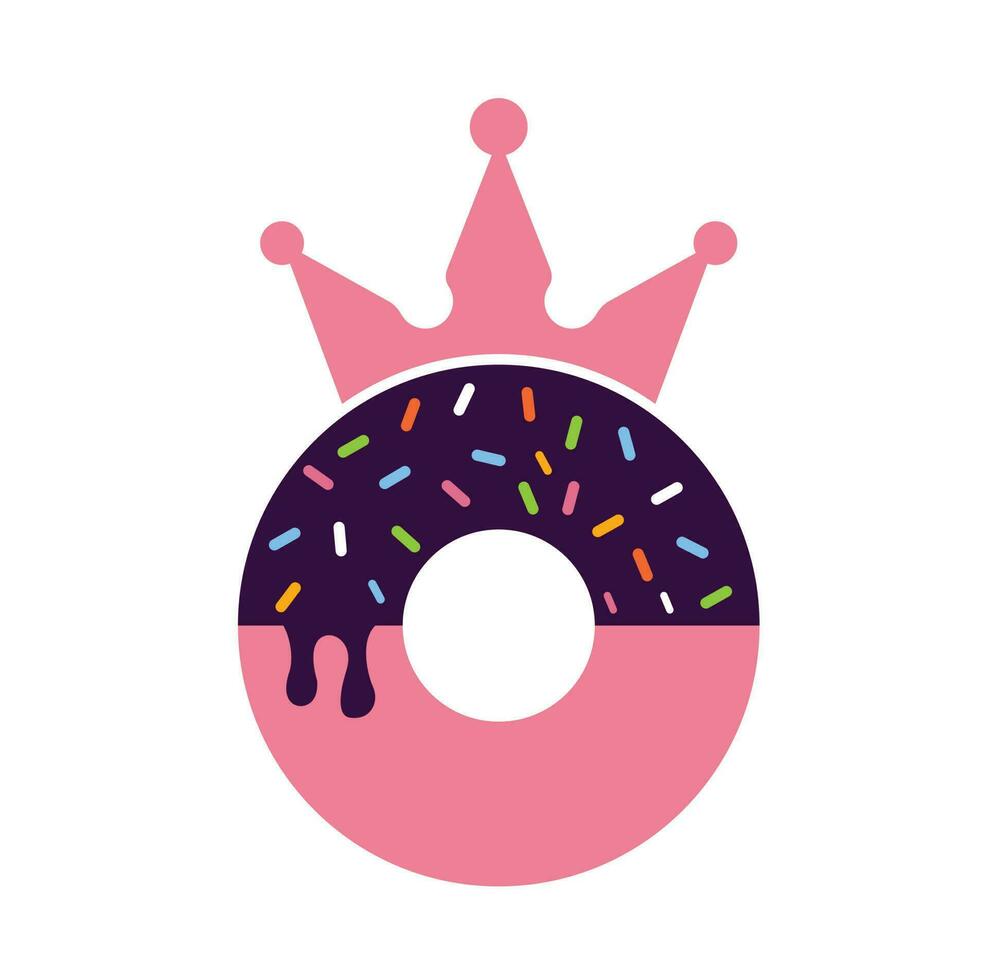 Bakery king vector logo design. Donut with king crown icon logo design.