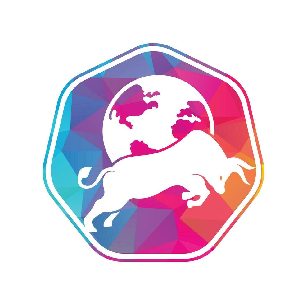 diseño de icono de logotipo de vector de toro de globo. vector de icono de diseño de logotipo de palabra y toro.