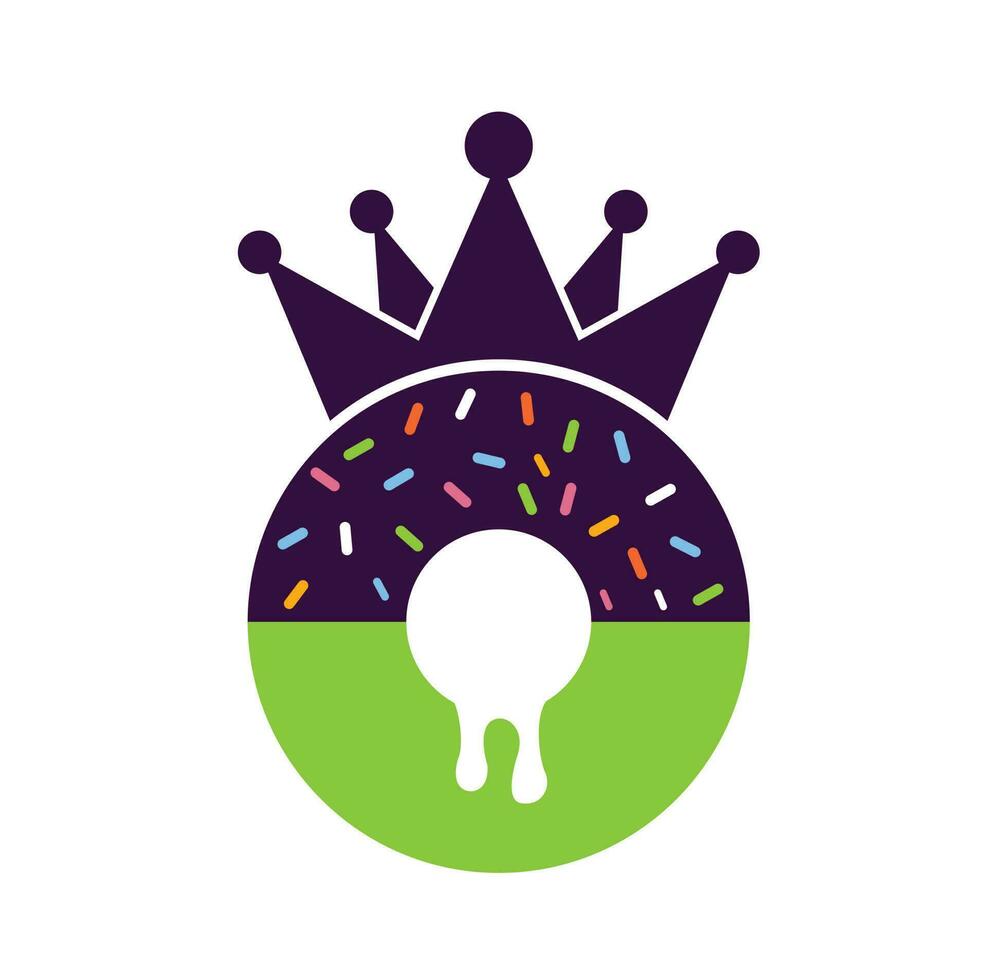 Bakery king vector logo design. Donut with king crown icon logo design.