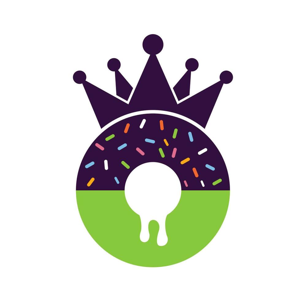 diseño del logotipo vectorial del rey de la panadería. donut con el diseño del logotipo del icono de la corona del rey. vector