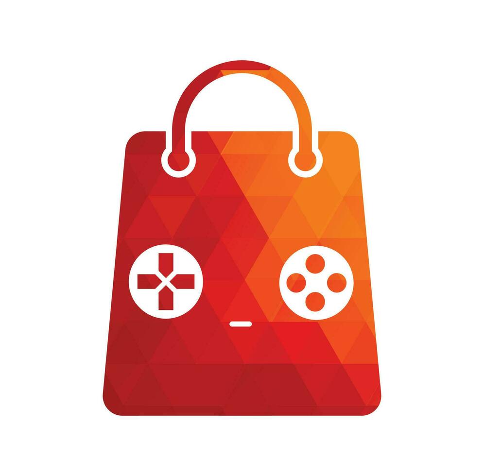 Game shop vector logo. design. Shopping bag combination joystick icon vector design.