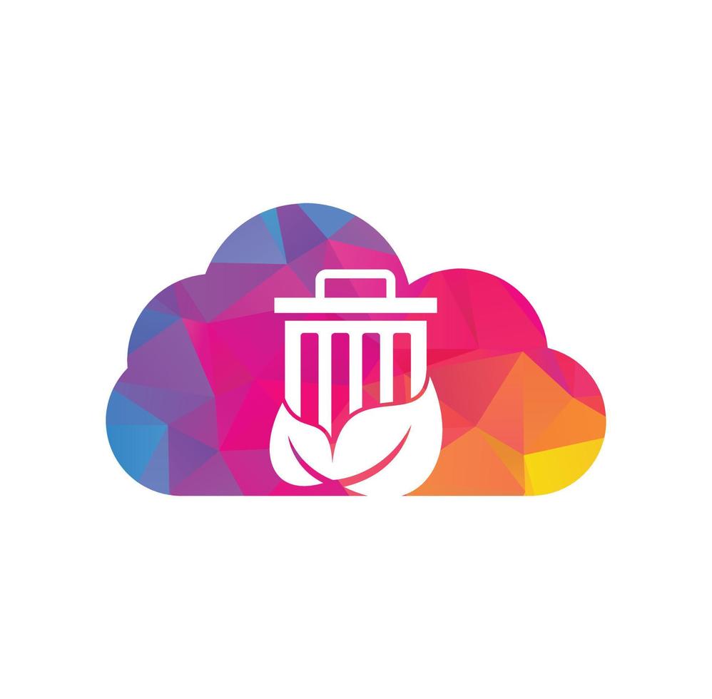 Leaf trash cloud shape concept vector logo design icon. Trash vector logo template.