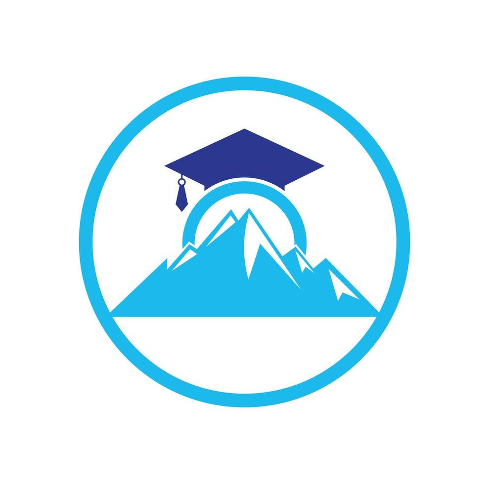 Mountain education logo design icon template. Mountain education cap logo design inspiration vector