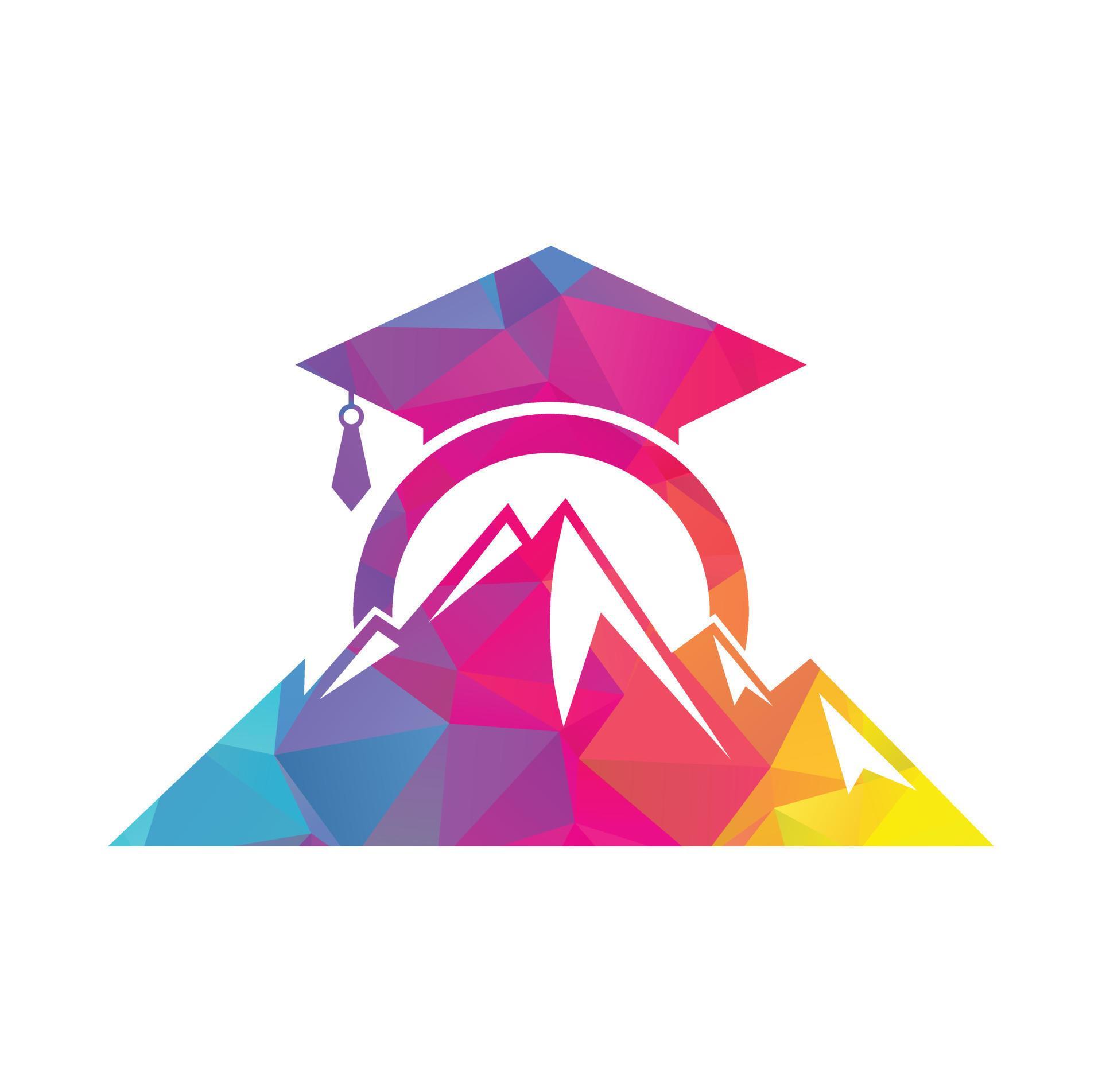 Mountain education logo design icon template. Mountain education cap