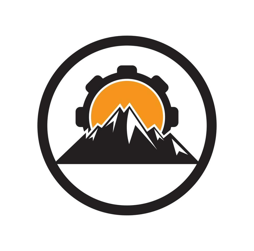 Mountain gear logo icon design. vector
