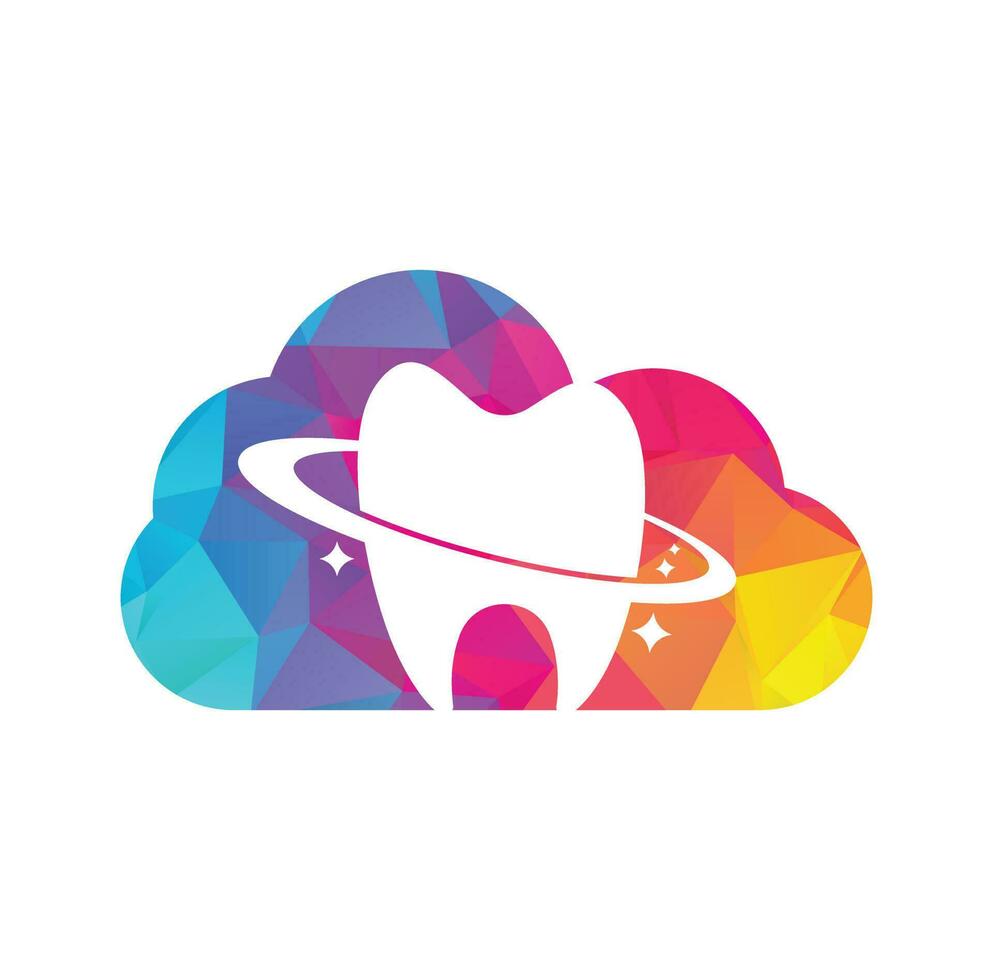 diseño de logotipo vectorial de concepto de forma de nube de planeta dental. concepto de logotipo de vector de clínica de odontología.