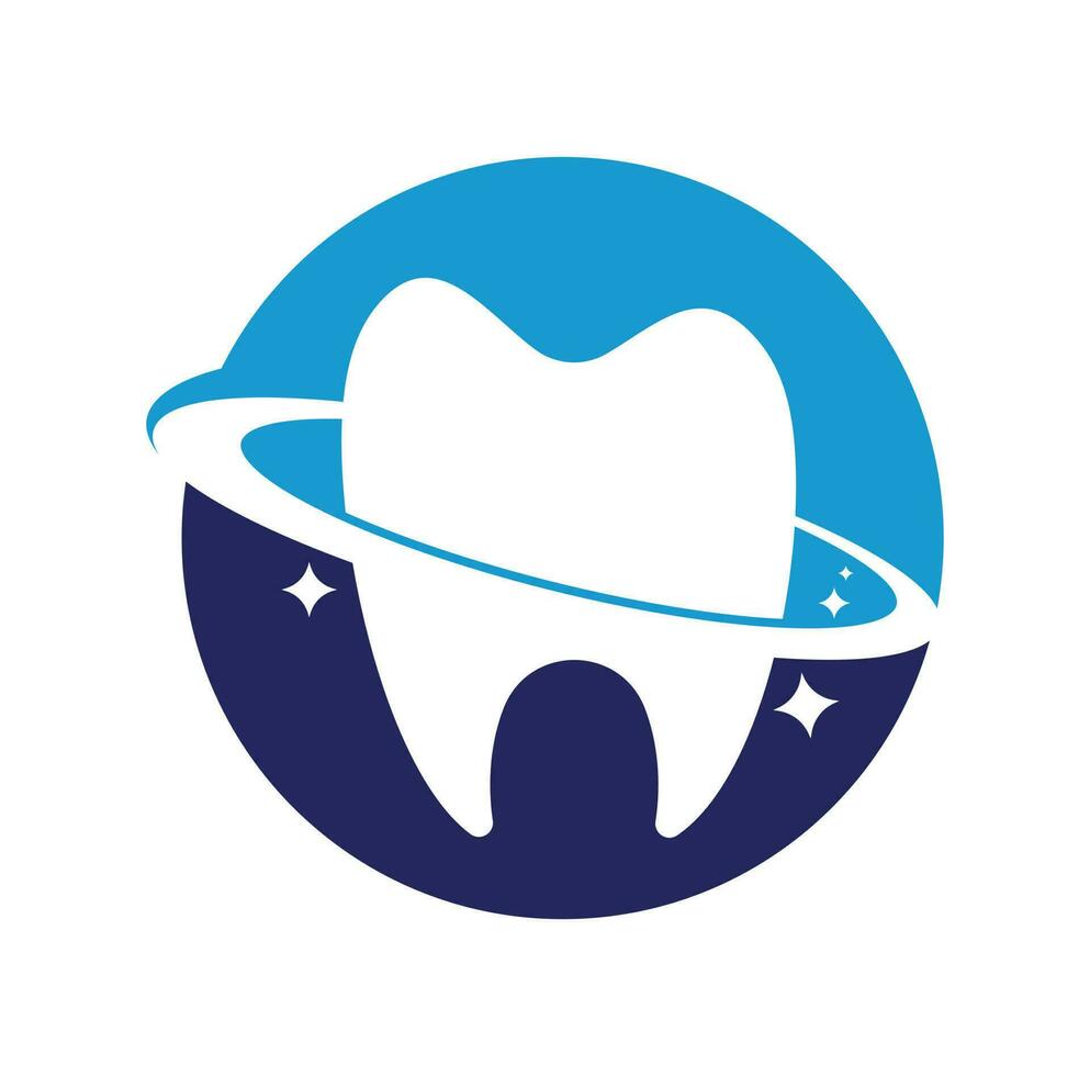 diseño del logotipo del vector del planeta dental. concepto de logotipo de vector de clínica de odontología.