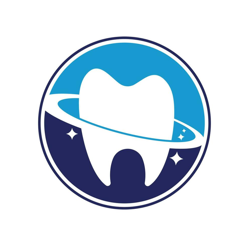diseño del logotipo del vector del planeta dental. concepto de logotipo de vector de clínica de odontología.