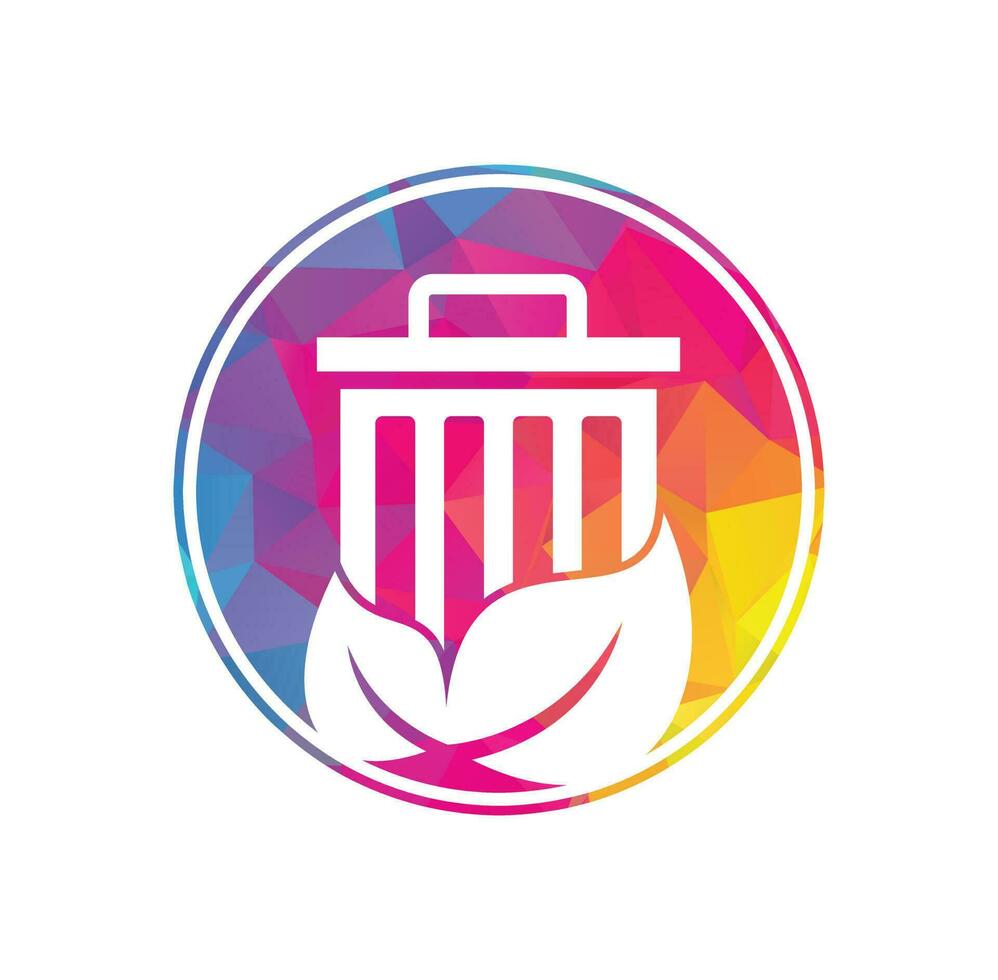 Leaf trash vector logo design icon. Trash vector logo template.