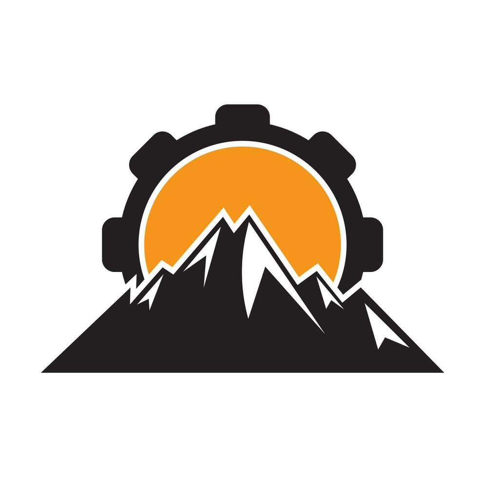 Mountain gear logo icon design. vector