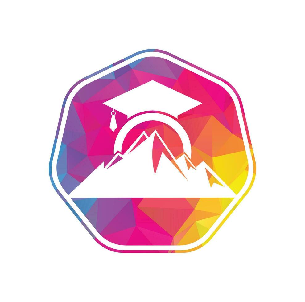 Mountain education logo design icon template. Mountain education cap logo design inspiration vector