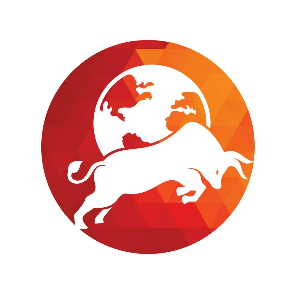 Globe bull vector logo icon design. Word and Bull logo design icon vector.