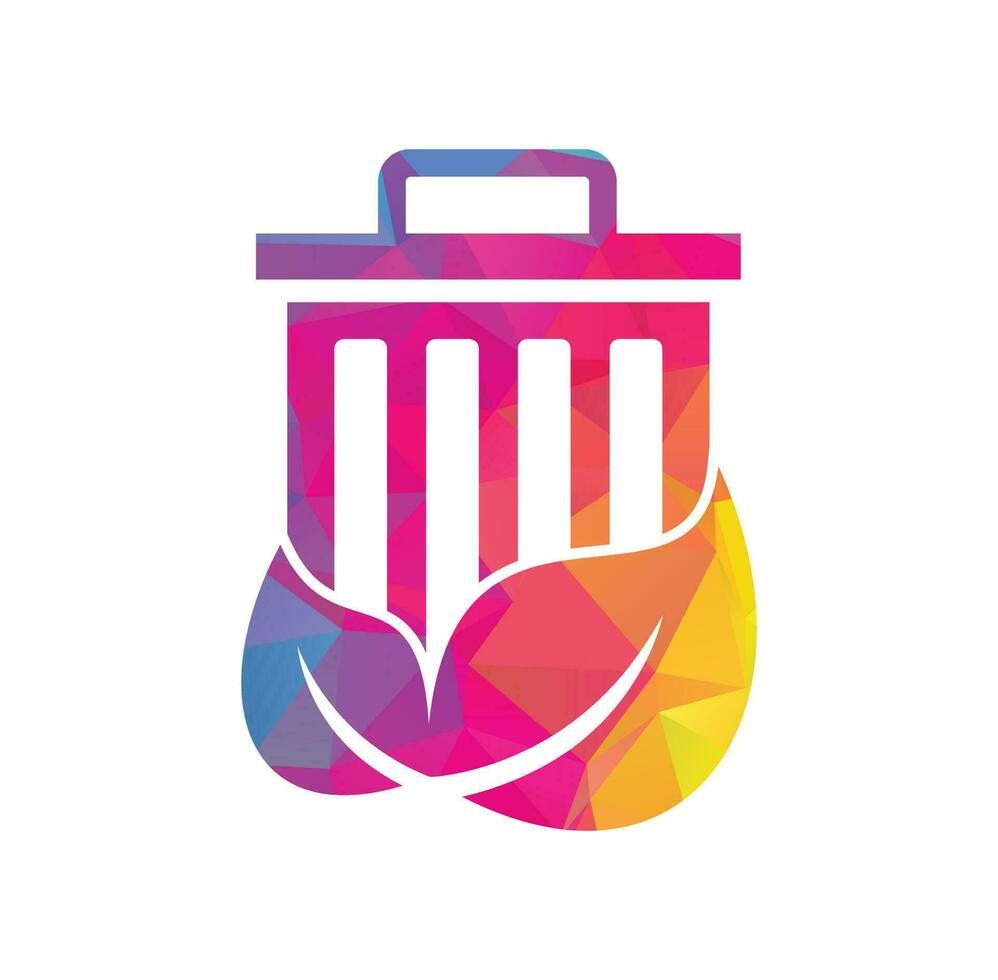 Leaf trash vector logo design icon. Trash vector logo template.