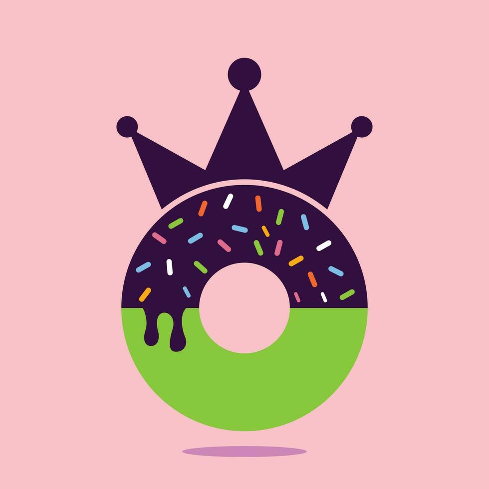 Bakery king vector logo design. Donut with king crown icon logo design.