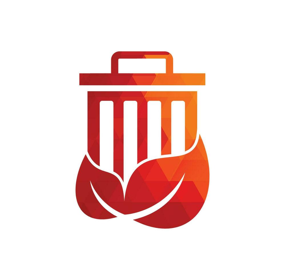 Leaf trash vector logo design icon. Trash vector logo template.