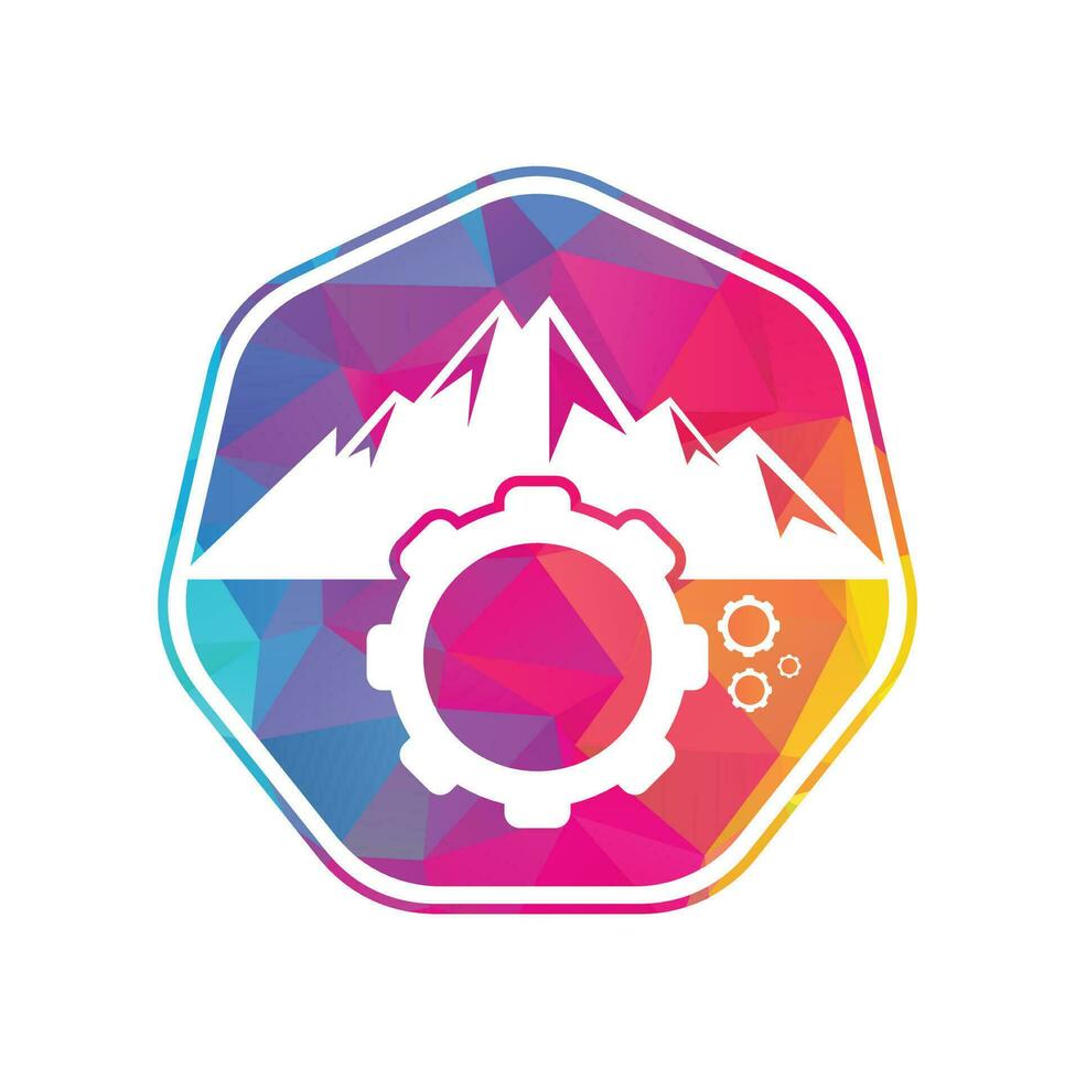 Mountain gear logo icon design. vector