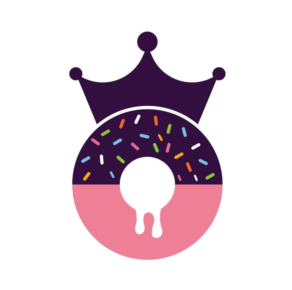 diseño del logotipo vectorial del rey de la panadería. donut con el diseño del logotipo del icono de la corona del rey. vector