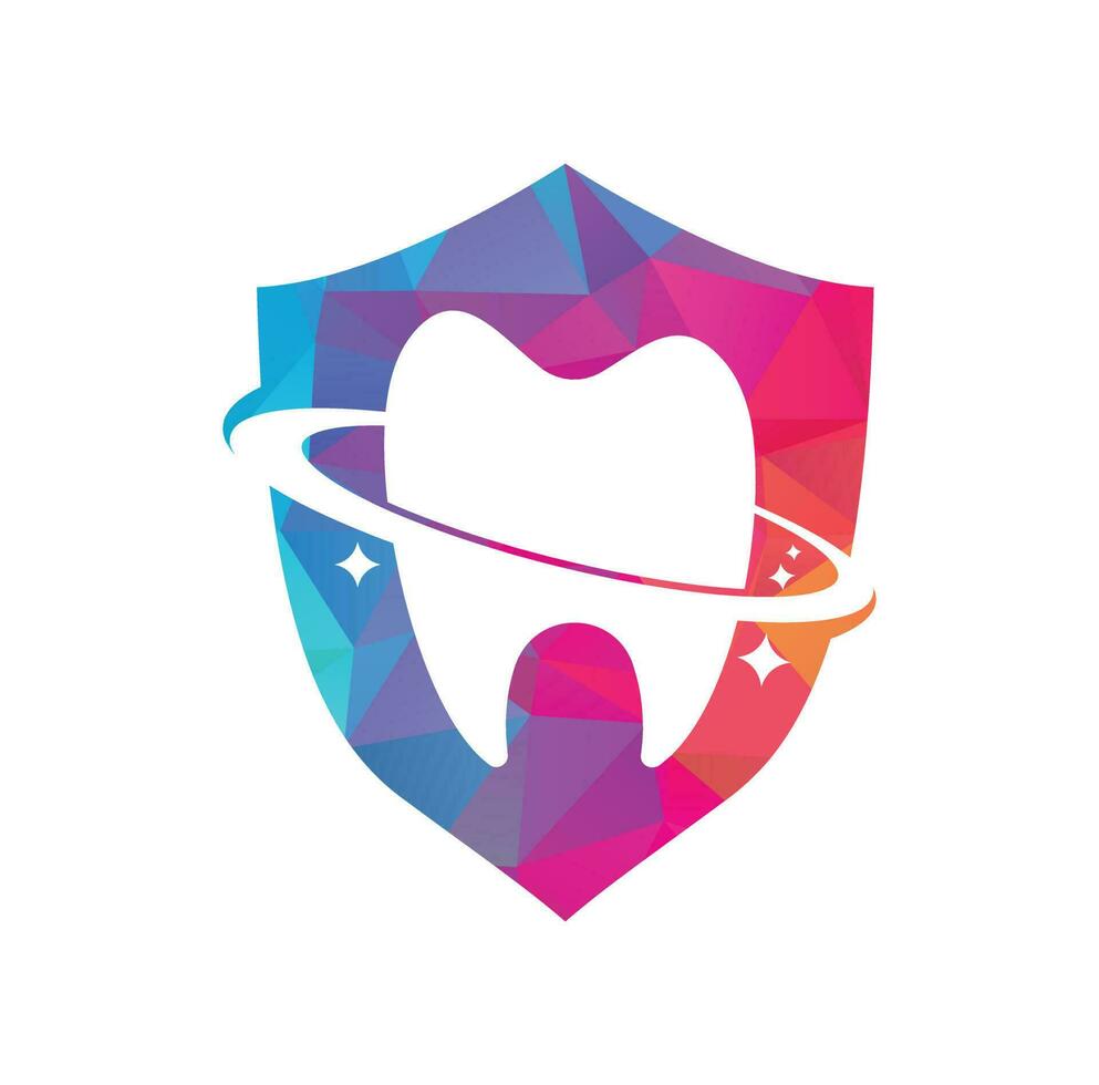 diseño del logotipo del vector del planeta dental. concepto de logotipo de vector de clínica de odontología.