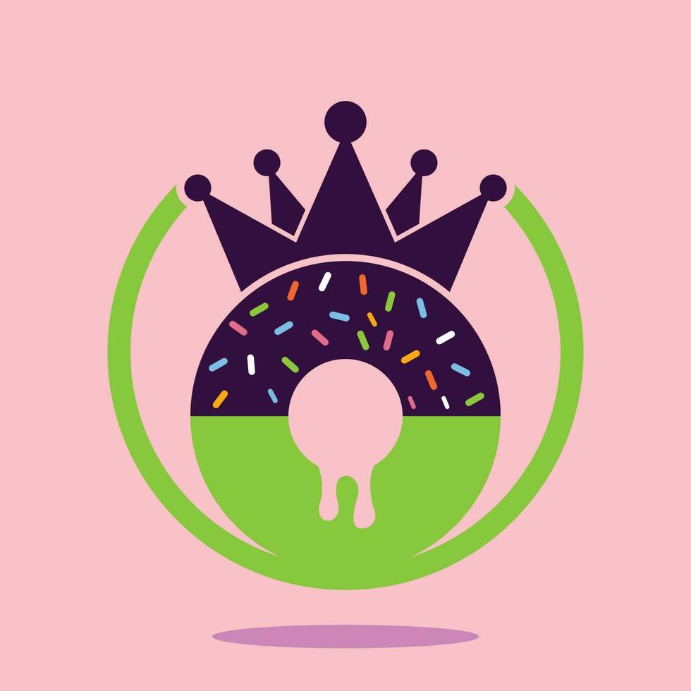 Bakery king vector logo design. Donut with king crown icon logo design.