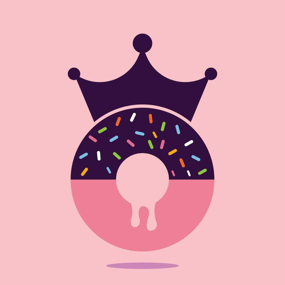 Bakery king vector logo design. Donut with king crown icon logo design.