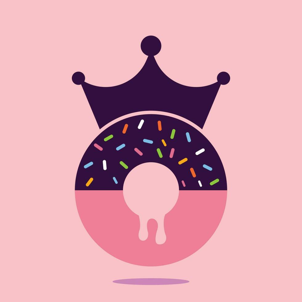 diseño del logotipo vectorial del rey de la panadería. donut con el diseño del logotipo del icono de la corona del rey. vector