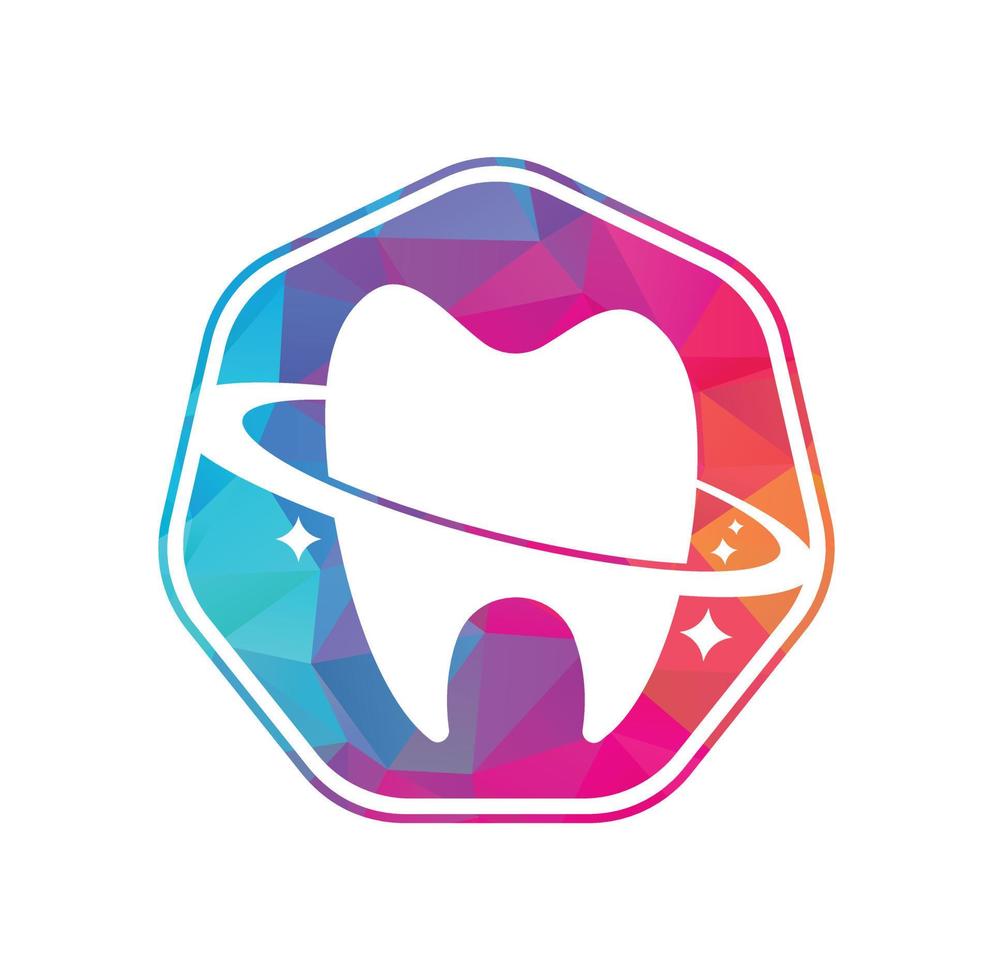 diseño del logotipo del vector del planeta dental. concepto de logotipo de vector de clínica de odontología.
