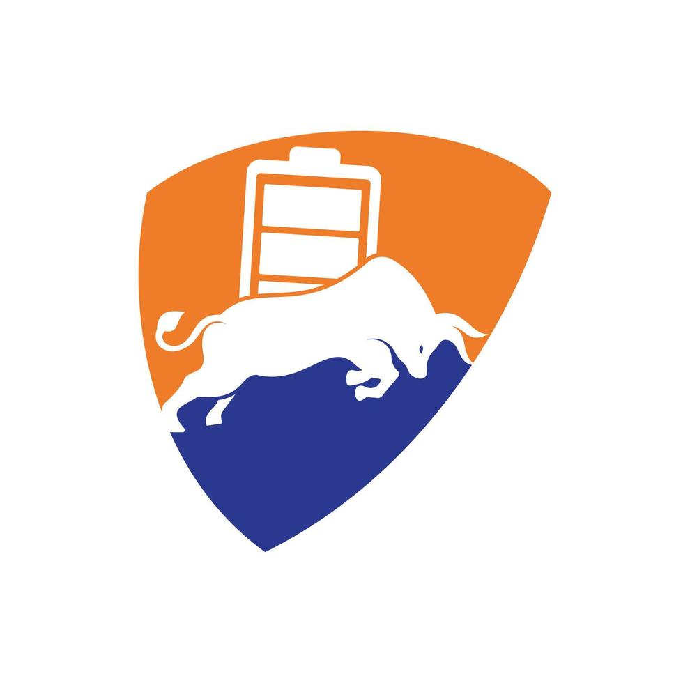 plantilla de diseño de logotipo de vector de batería de toro. concepto de logotipo de energía fuerte.