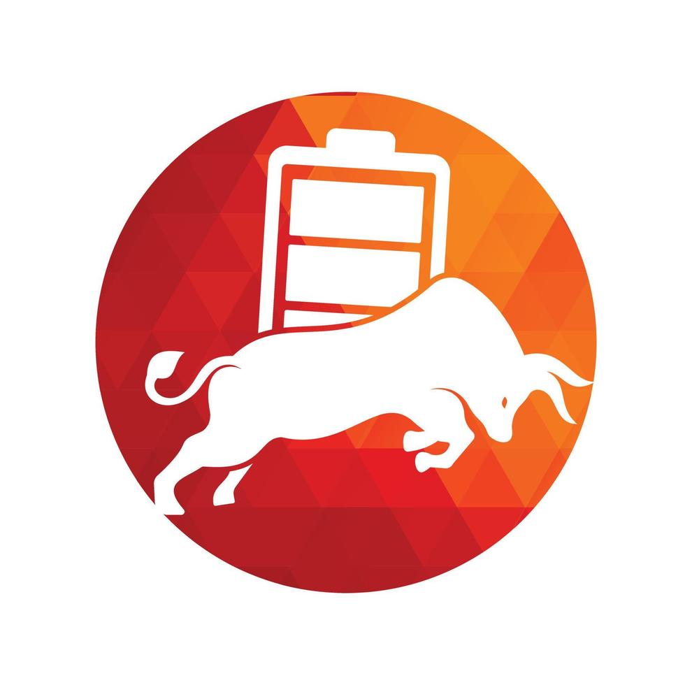 Bull Battery vector logo design template. Strong energy logo concept.