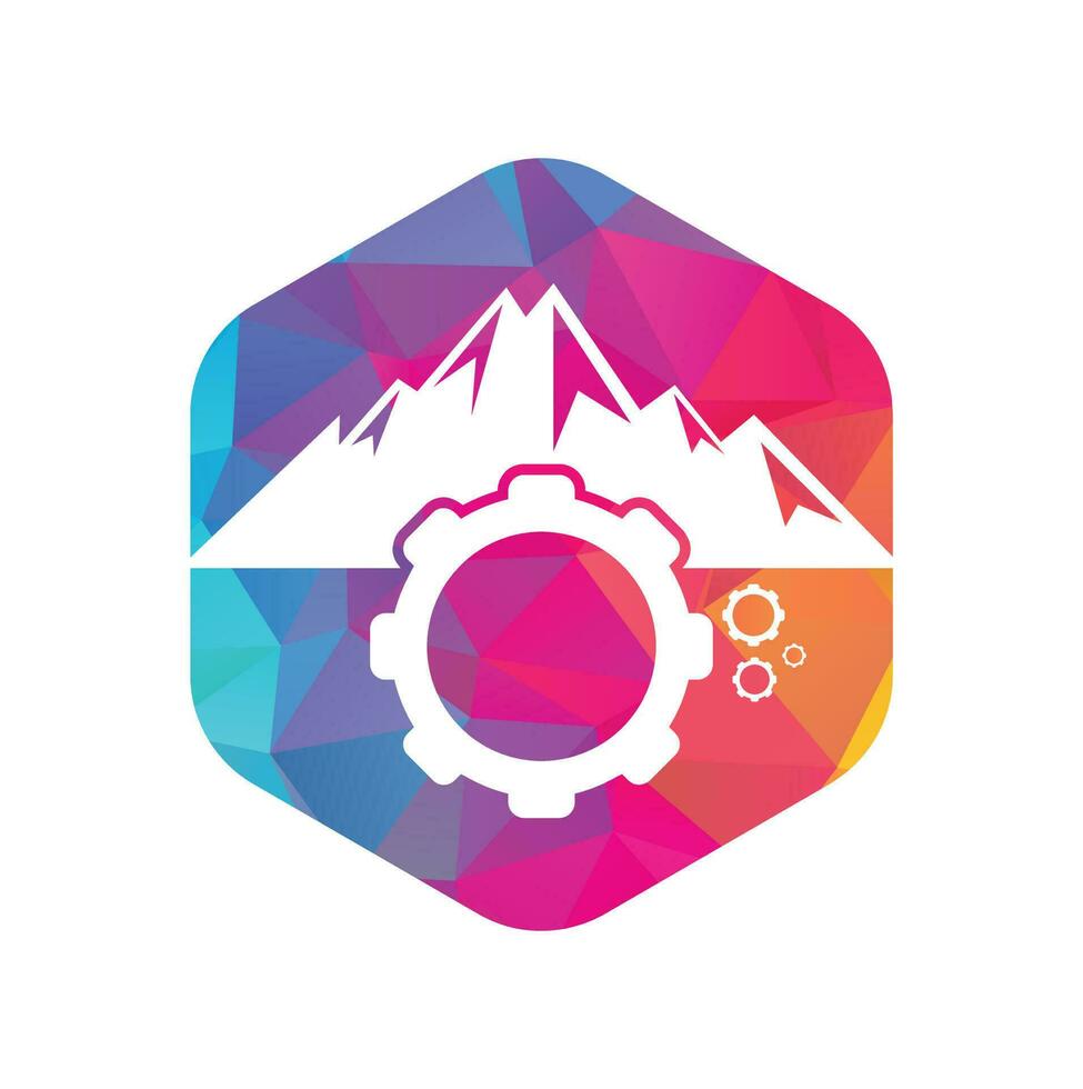 Mountain gear logo icon design. vector