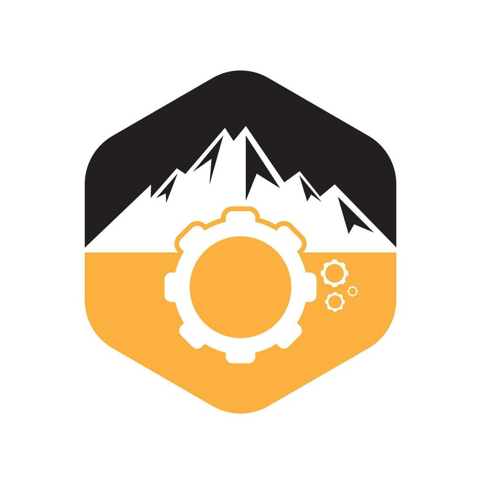 Mountain gear logo icon design. vector