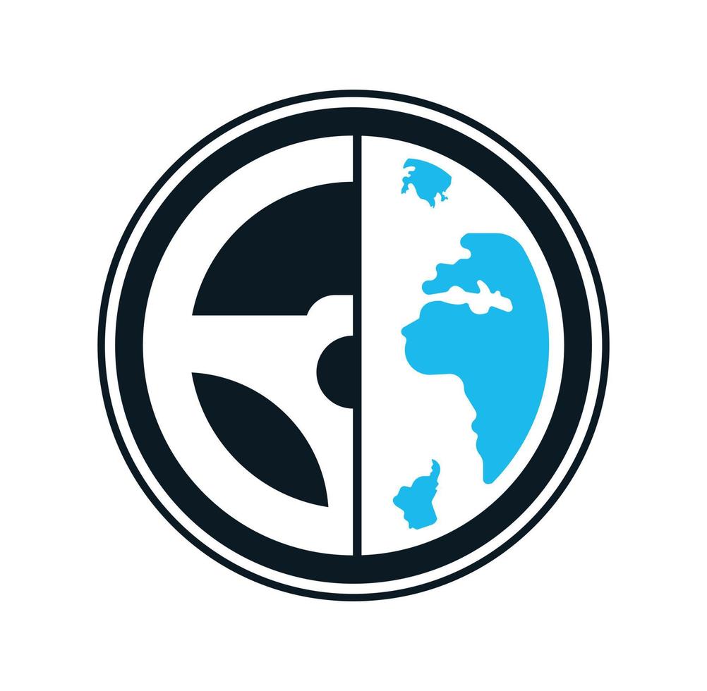 conducir el diseño del logotipo del vector mundial. volante y símbolo o icono mundial.