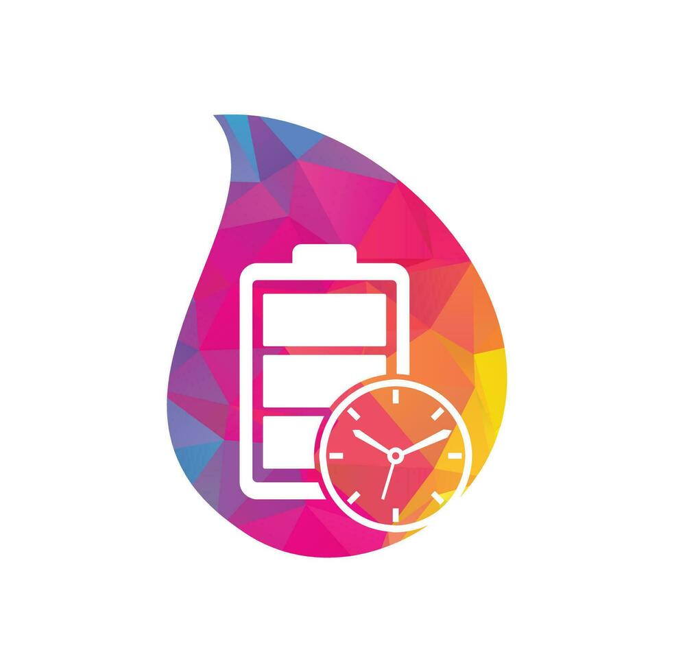 Battery time drop shape concept logo design template. Speed charge energy logo vector. vector