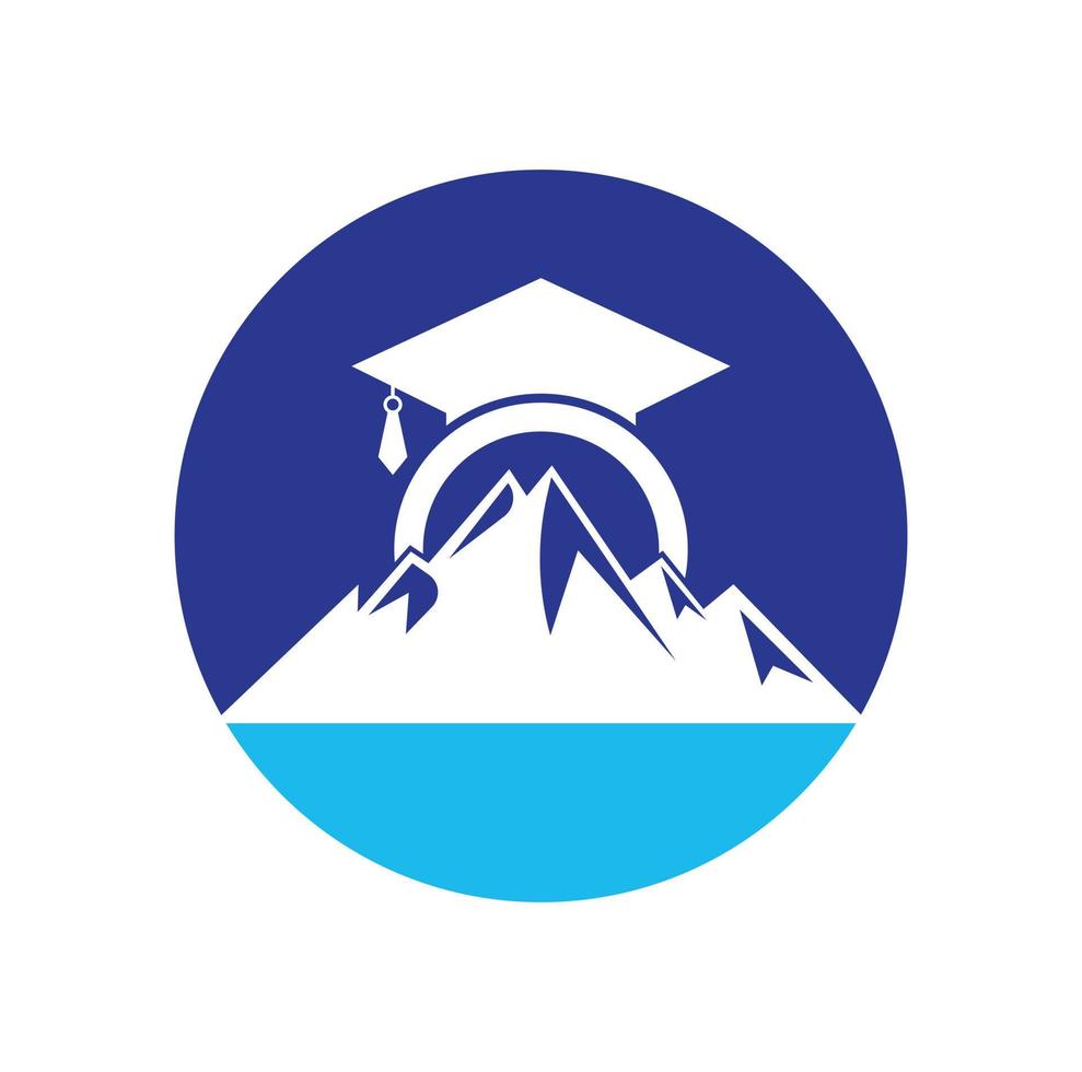 Mountain education logo design icon template. Mountain education cap logo design inspiration vector
