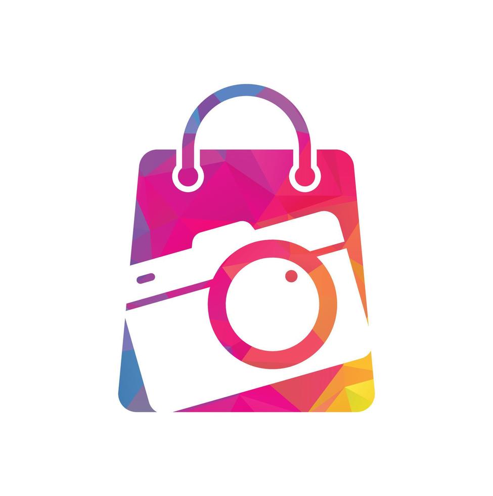 camera and shop logo combination. Lens and sale symbol or icon. vector