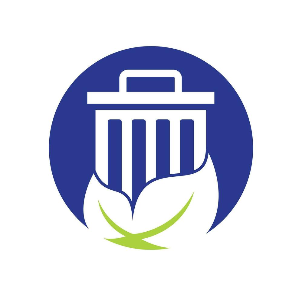 Leaf trash vector logo design icon. Trash vector logo template.