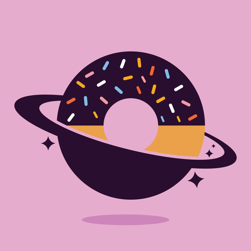 diseño de plantilla de logotipo de donuts de planeta. plantilla de diseño de logotipo de panadería única. vector