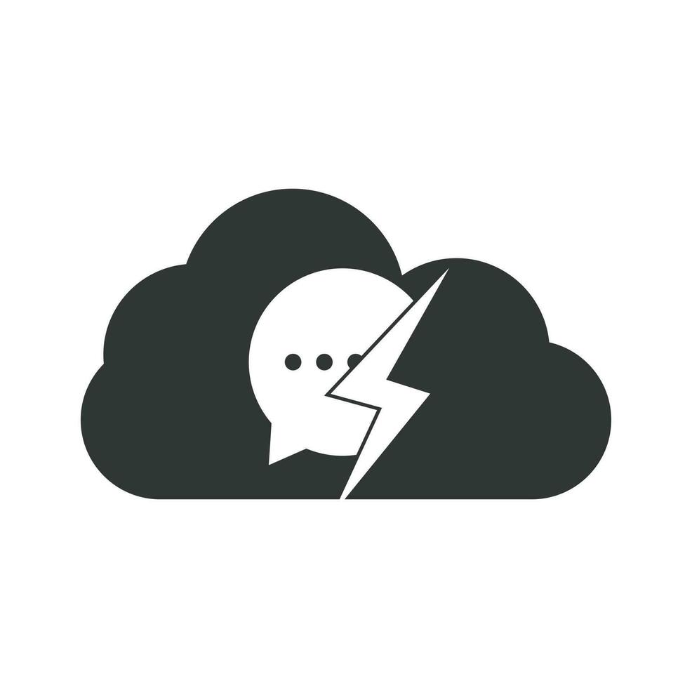 Thunder chat cloud shape concept logo design icon vector. Bubble chat with thunder bolt icon logo template Vector